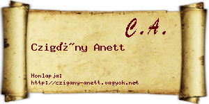 Czigány Anett névjegykártya